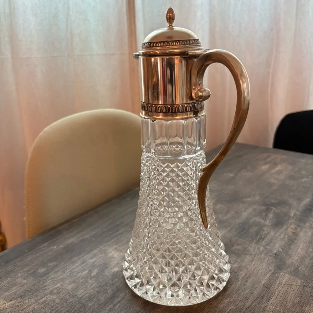 CRYSTAL Deep Cut Vintage Pitcher Claret Jug! Excellent vintage condition!